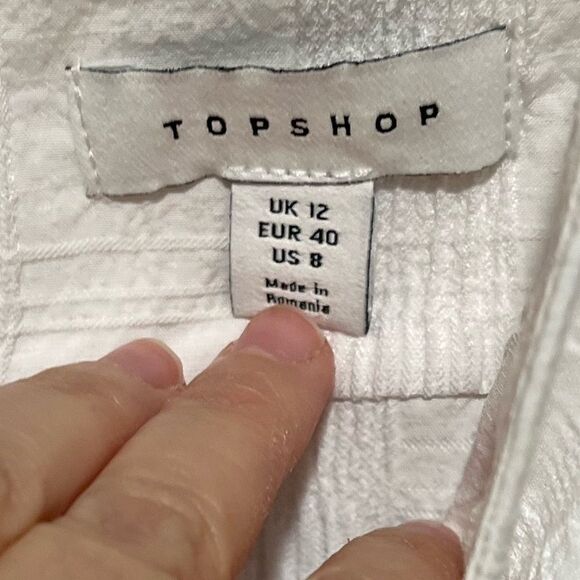 Topshop textured cold shoulder top in ivory - Picture 6 of 12